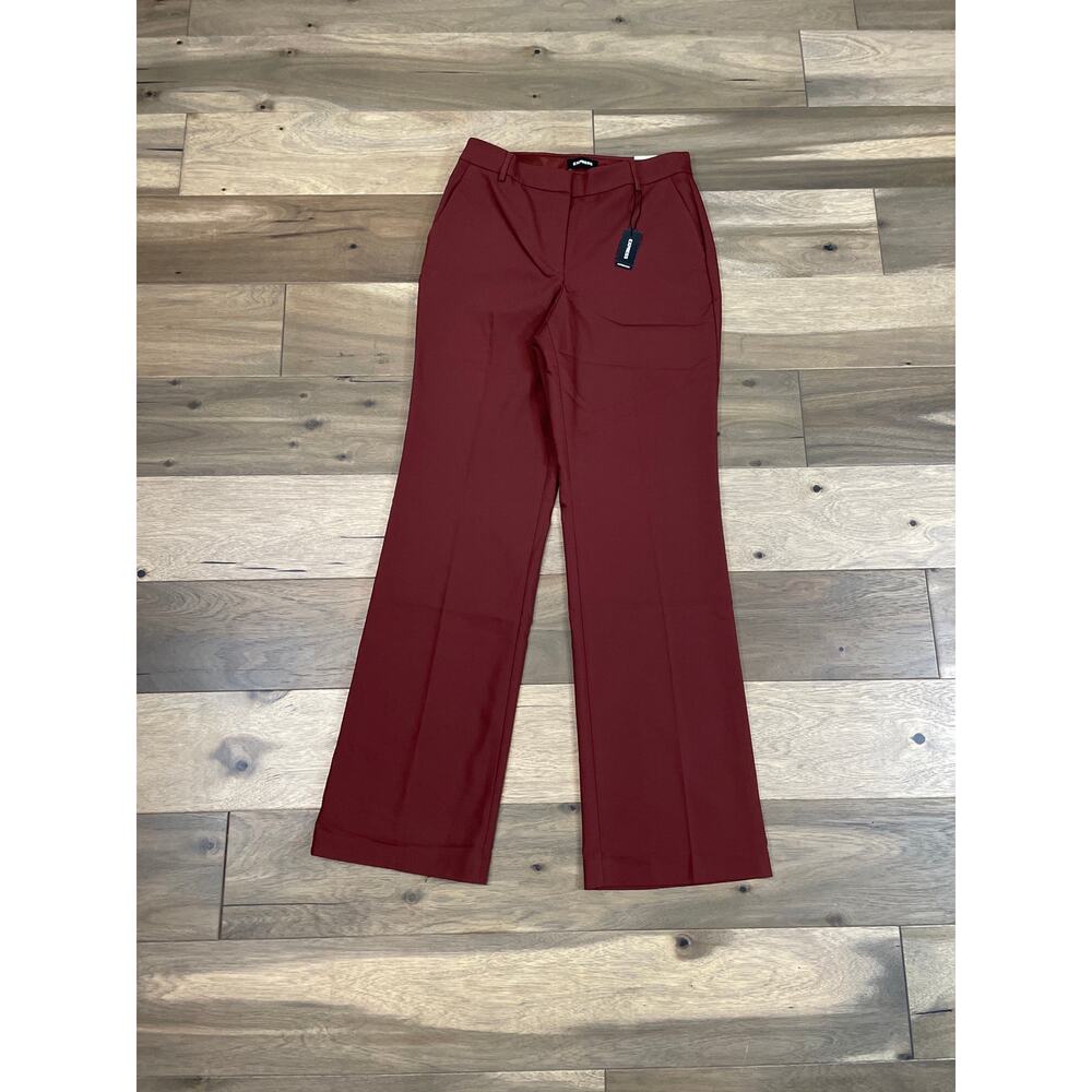 Express Womens Burgundy High Rise Trouser Pants 10 Long New With Tag - Picture 2 of 13